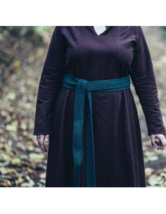 Long green cotton medieval belt