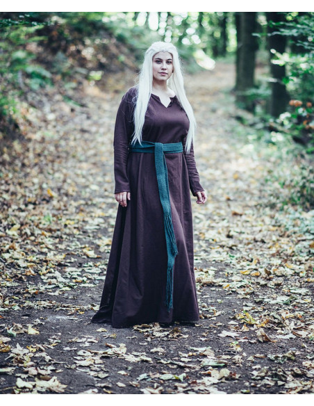 Long green cotton medieval belt