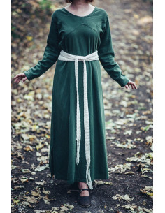 Long medieval belt in natural white cotton