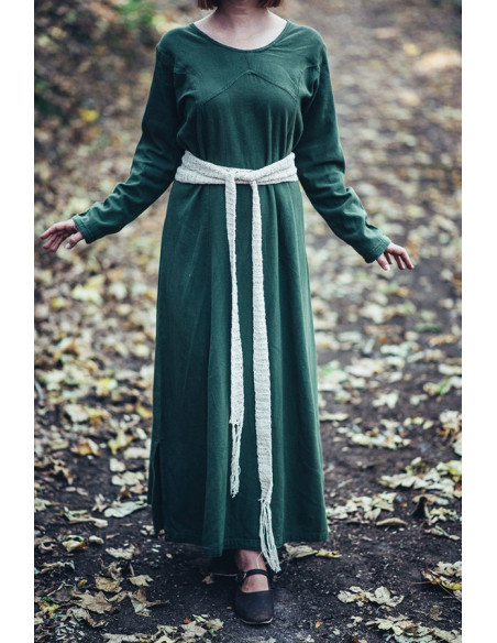 Long medieval belt in natural white...