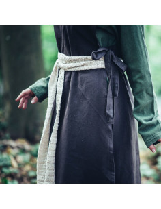 Long medieval belt in natural white cotton 2