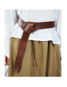 Leather belt with Celtic pattern, brown color
