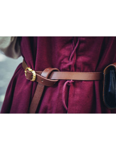 Medieval narrow leather belt, brown 2