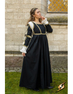 Medieval Dress Lucrecia Black-White Ivory