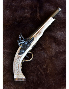 English flintlock pistol, Hadley, ivory color, year 1760 2