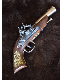 German flintlock pistol S. XVII, brass finish 2