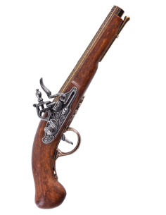 French brass-plated flintlock pistol, 18th century