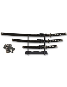 Black Tole10 set of katana, wakizashi and tanto with...