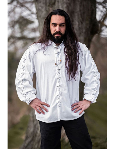 Medieval shirt with ties Gustavo model, white color ⚔️ Medieval Shop