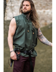 Sleeveless green medieval shirt, Louis model
