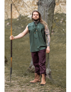 Sleeveless green medieval shirt, Louis model 2