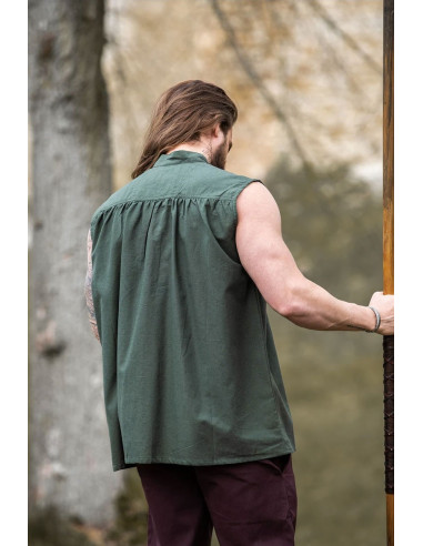 Sleeveless green medieval shirt, Louis model ⚔️ Medieval Shop