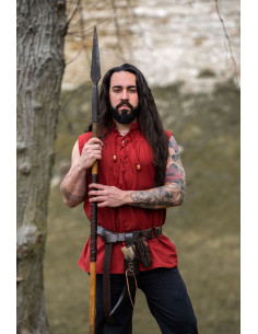 Sleeveless red medieval shirt, Louis model