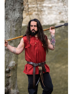Sleeveless red medieval shirt, Louis model 2