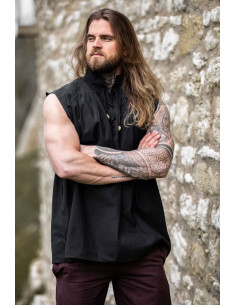 Sleeveless black medieval shirt, Louis model
