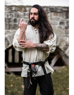 Oswald wide medieval shirt, natural white color