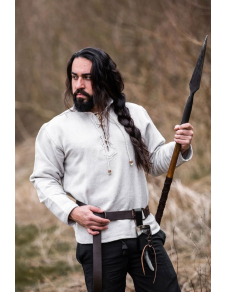 Thick medieval shirt with laces, gray
