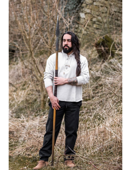 Thick medieval shirt with laces, gray