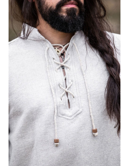Thick medieval shirt with laces, gray