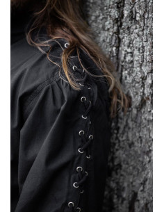 Medieval shirt with ties Gustavo model, black color 2
