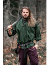 Medieval shirt with ties model Georg, green color