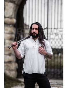 Medieval short-sleeved shirt with ties, white 2