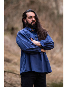 Friedrich blue medieval shirt with ties 2