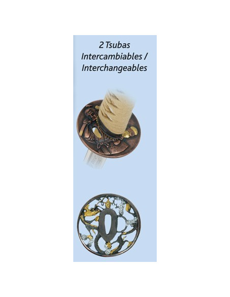 Carbon Steel Katana + cover + box + cleaning kit + 2 tsubas