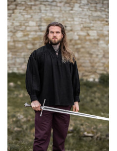 Black medieval shirt with ties