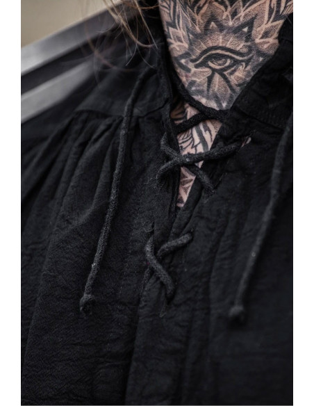 Black medieval shirt with ties