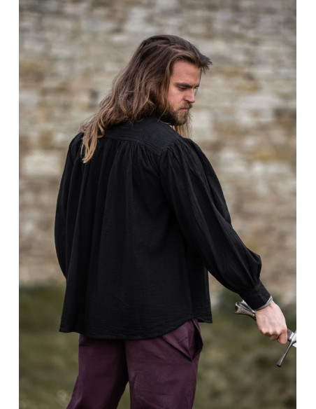 Black medieval shirt with ties