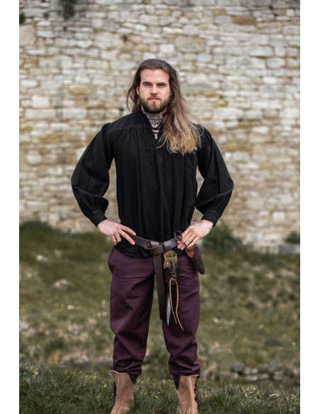 Black medieval shirt with ties