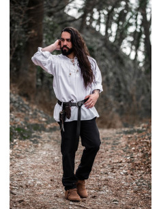 White Friedrich medieval shirt with ties 2