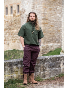 Medieval shirt with short sleeves and ties, green 2