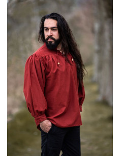 Red Friedrich medieval shirt with ties