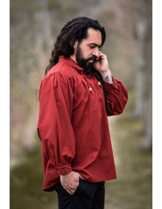 Red Friedrich medieval shirt with ties 2