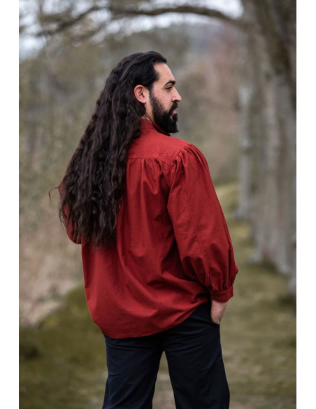 Red Friedrich medieval shirt with ties