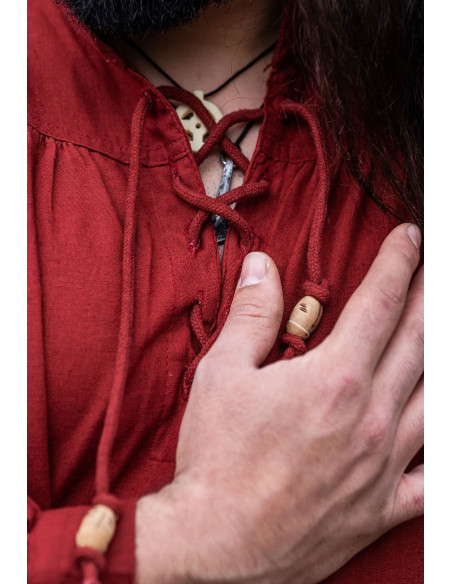 Red Friedrich medieval shirt with ties