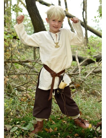 Wide brown pants for boy, Thore
