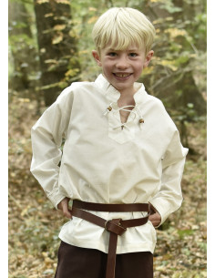 Natural white medieval shirt for boy, Colin