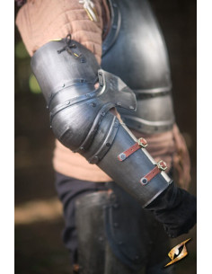 Captain series black steel arm protectors, Epic Armory