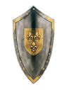 Shield with fleur de lys in the center and studs around