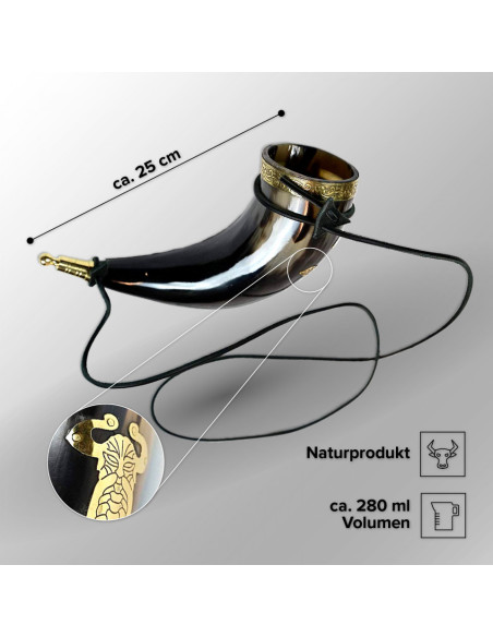 Thor viking horn with leather strap