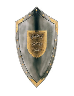 Shield with three crowns in the center and studs around