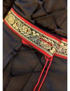 Medieval women's belt in fabric with red-black trim 2