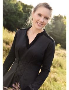 Courtesan Meira medieval dress with velvet details, black 2