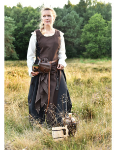 Jarle sleeveless medieval dress in brown and black 2