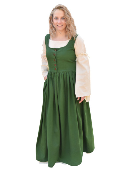 Sleeveless medieval dress Lene in green