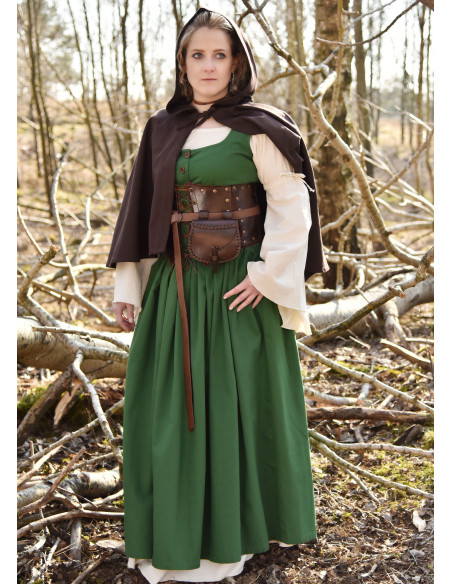 Sleeveless medieval dress Lene in green