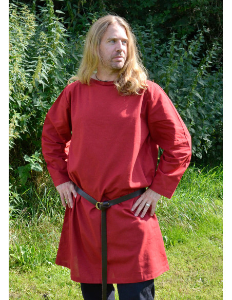 Red Roman tunic with long sleeves,...